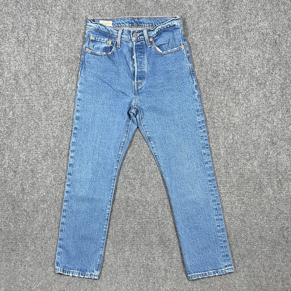 Levis 502 Jeans Womens 10 Regular Black Tapered Leg Denim Casual Comfort 24x25 - Picture 1 of 9